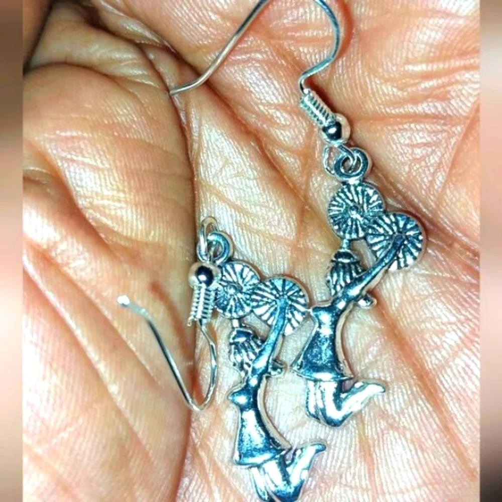 Hand crafted antique cheerleader earrings